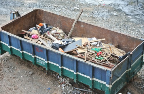 Demolition site with organized waste removal