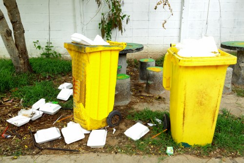Eco-friendly commercial skip with recycling labels